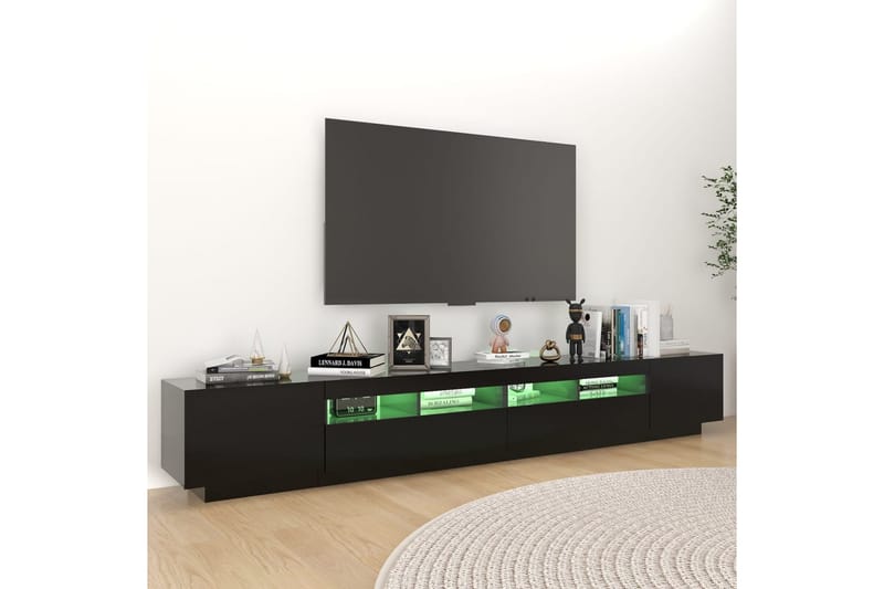 TV-benk med LED-lys svart 260x35x40 cm - Svart - Møbler - Mediamøbel & tv møbel - TV-benk & mediabenk