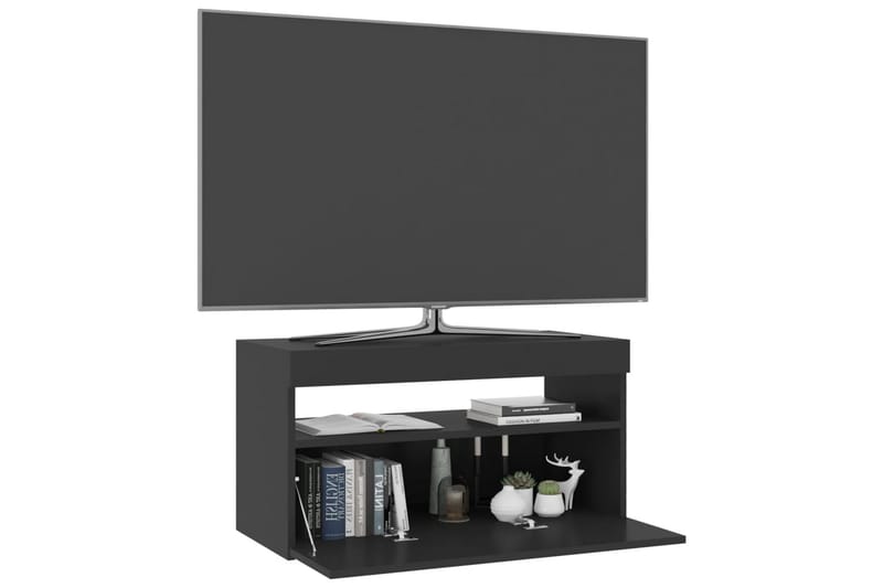 TV-benk med LED-lys svart 75x35x40 cm - Svart - Møbler - Mediamøbel & tv møbel - TV-benk & mediabenk