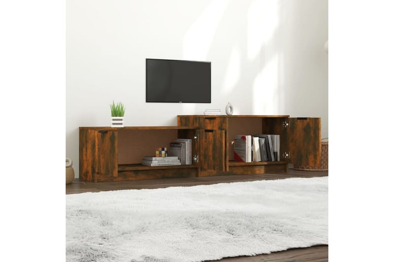 TV-benk røkt eik 158,5x36x45 cm konstruert tre - Brun - Møbler - Mediamøbel & tv møbel - TV-benk & mediabenk