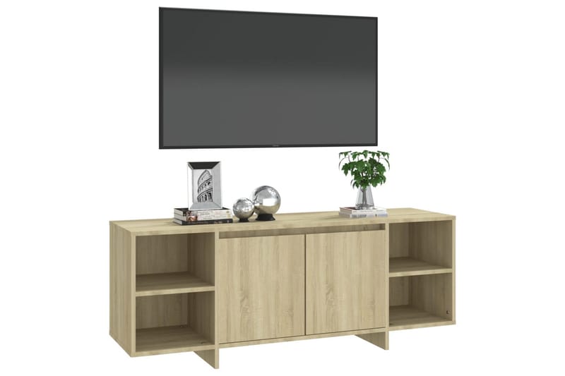 TV-benk sonoma eik 130x35x50 cm sponplate - Beige - Møbler - Mediamøbel & tv møbel - TV-benk & mediabenk