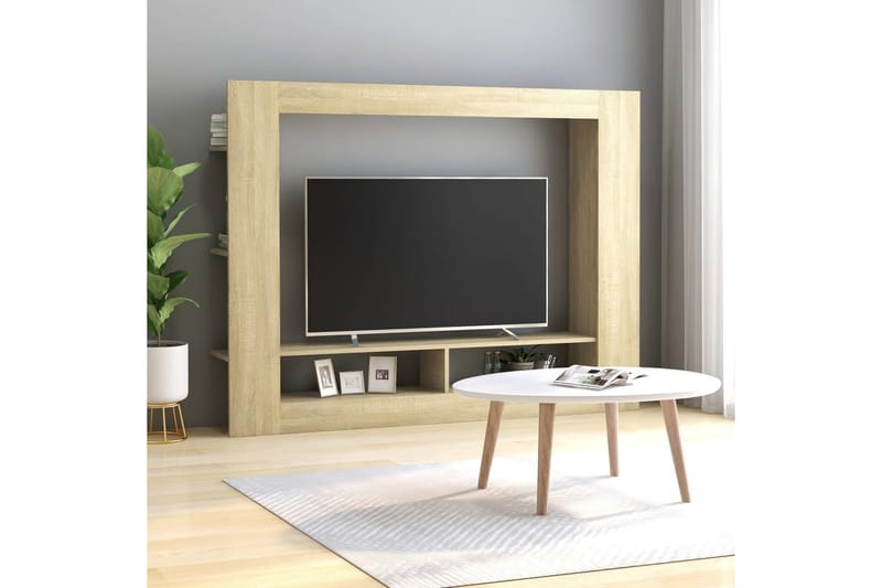 TV-benk sonoma eik 152x22x113 cm sponplate - Møbler - Mediamøbel & tv møbel - TV-benk & mediabenk