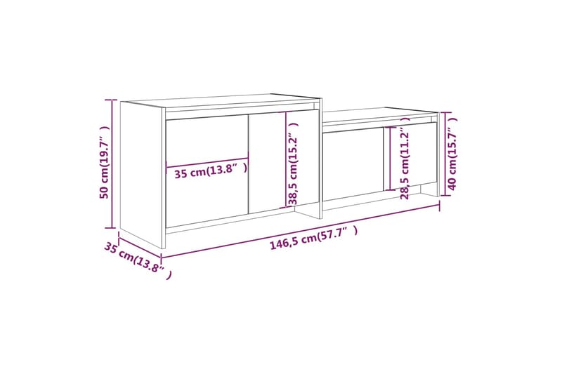 TV-benk svart 146,5x35x50 cm sponplate - Svart - Møbler - Mediamøbel & tv møbel - TV-benk & mediabenk