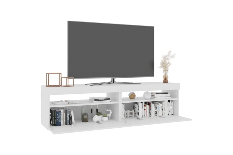 TV-benker 2 stk med LED-lys høyglans hvit 75x35x40 cm - Hvit - Møbler - Mediamøbel & tv møbel - TV-benk & mediabenk