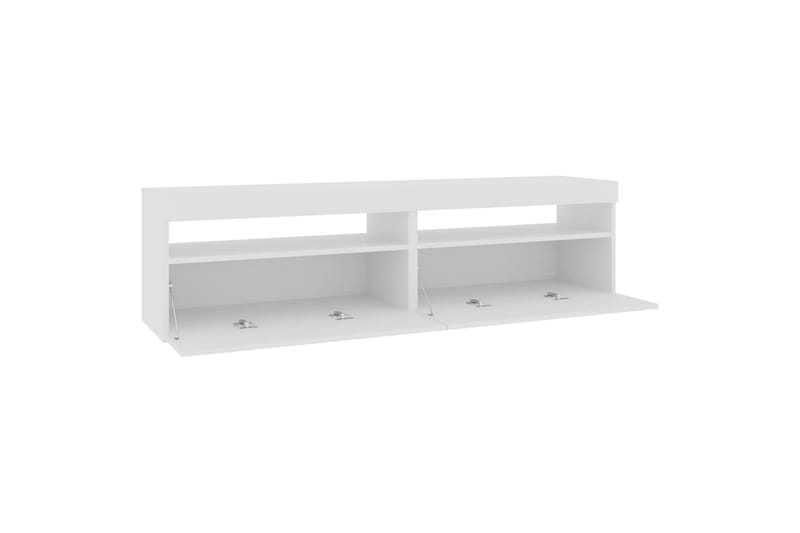 TV-benker 2 stk med LED-lys høyglans hvit 75x35x40 cm - Hvit - Møbler - Mediamøbel & tv møbel - TV-benk & mediabenk