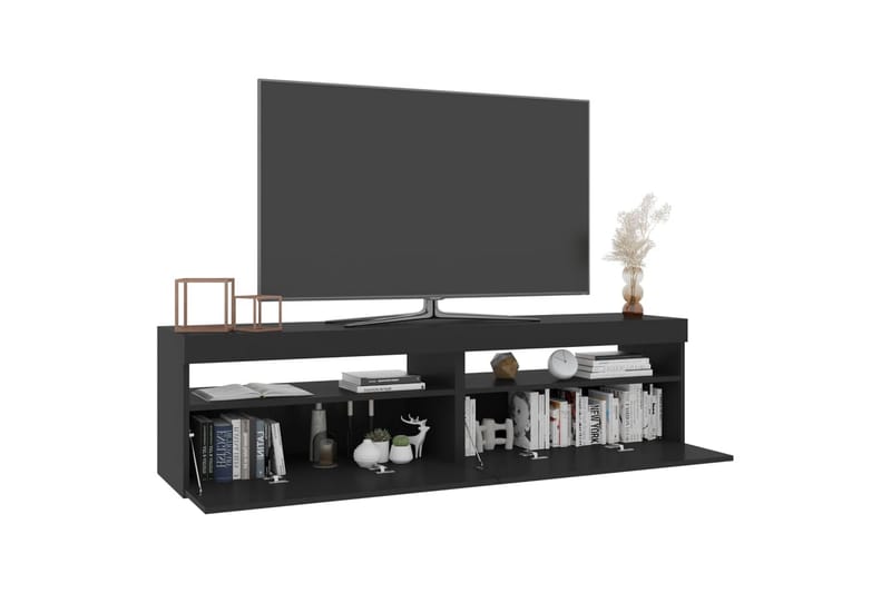 TV-benker 2 stk med LED-lys svart 75x35x40 cm - Svart - Møbler - Mediamøbel & tv møbel - TV-benk & mediabenk