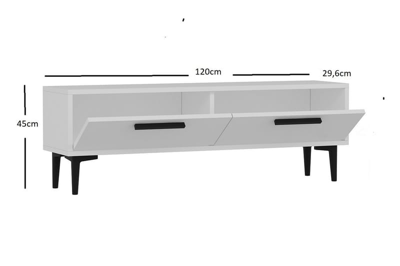 TV Stand 120 cm Hvit - Hvit/Svart - Møbler - Mediamøbel & tv møbel - TV-benk & mediabenk