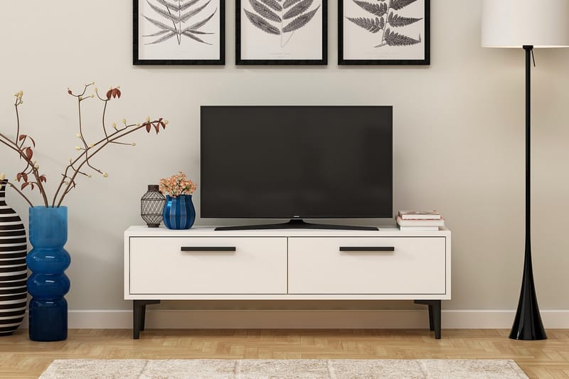 TV Stand 120 cm Hvit - Hvit/Svart - Møbler - Mediamøbel & tv møbel - TV-benk & mediabenk