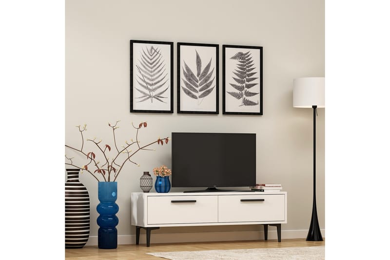 TV Stand 120 cm Hvit - Hvit/Svart - Møbler - Mediamøbel & tv møbel - TV-benk & mediabenk