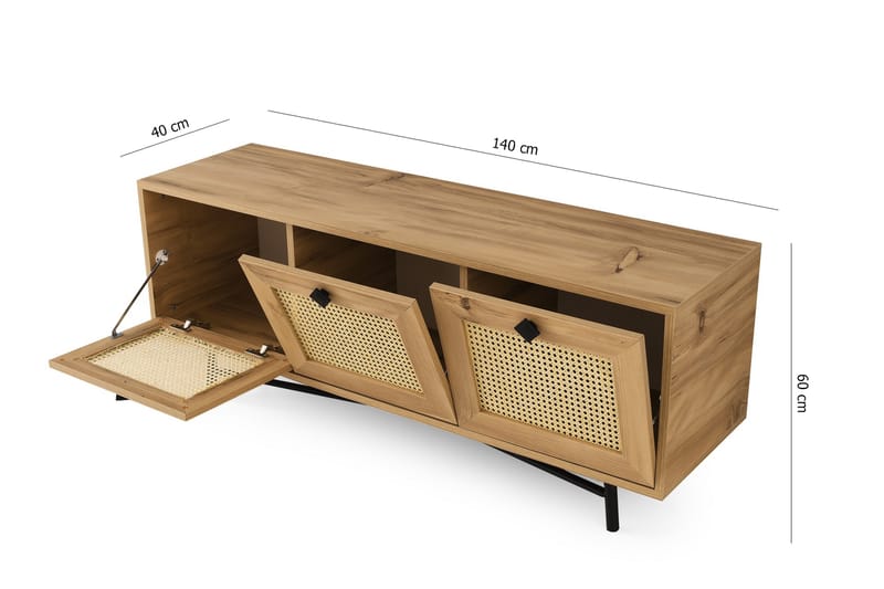 TV Stand 140 cm Eik/Svart - Natur/Svart - TV-benk & mediabenk