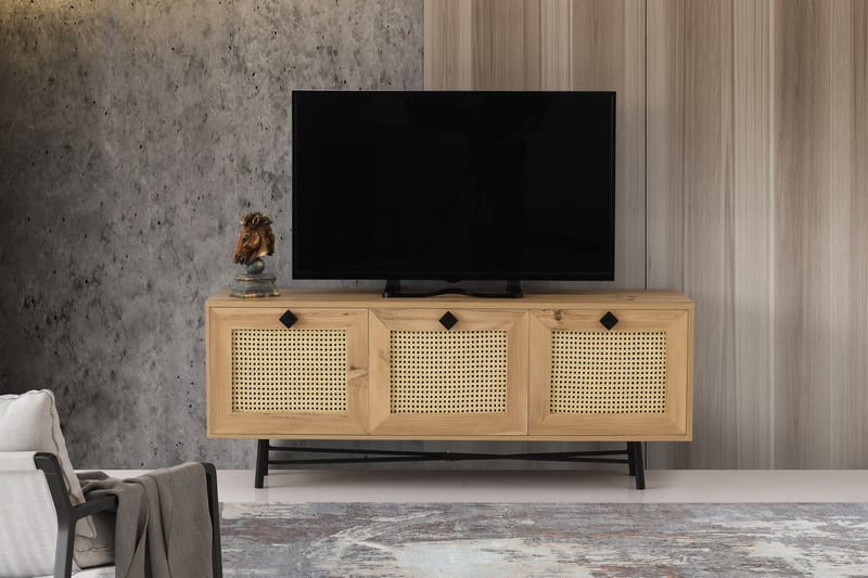 TV Stand 140 cm Eik/Svart - Natur/Svart - Møbler - Mediamøbel & tv møbel - TV-benk & mediabenk