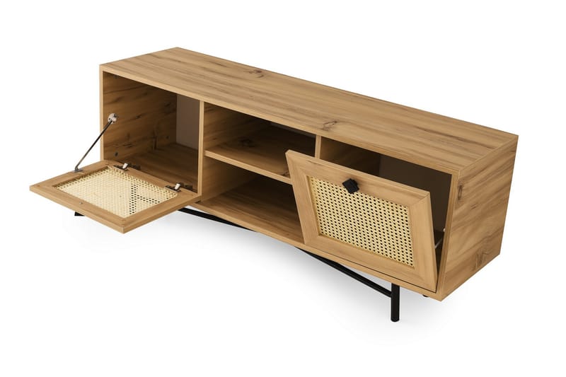 TV Stand 140 cm Eik/Svart - Natur/Svart - Møbler - Mediamøbel & tv møbel - TV-benk & mediabenk