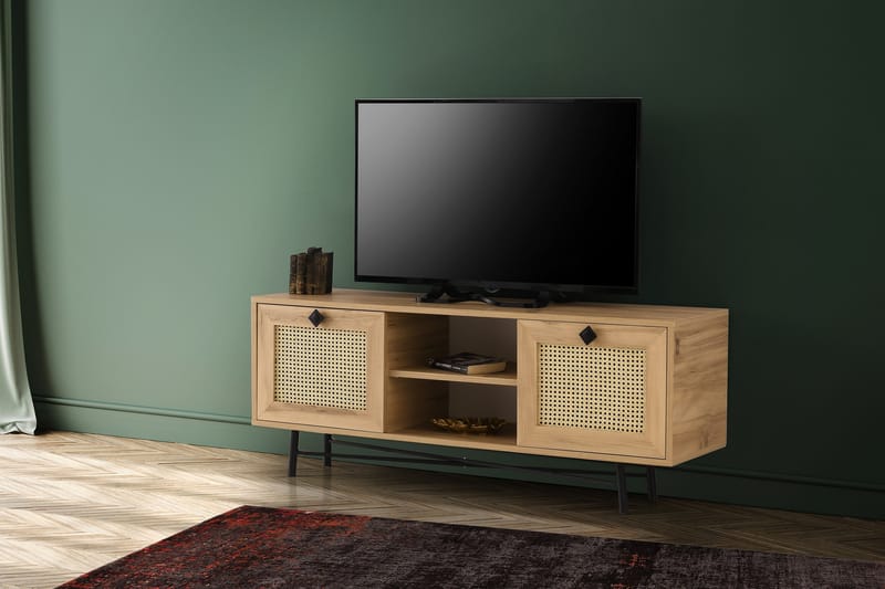 TV Stand 140 cm Eik/Svart - Natur/Svart - Møbler - Mediamøbel & tv møbel - TV-benk & mediabenk