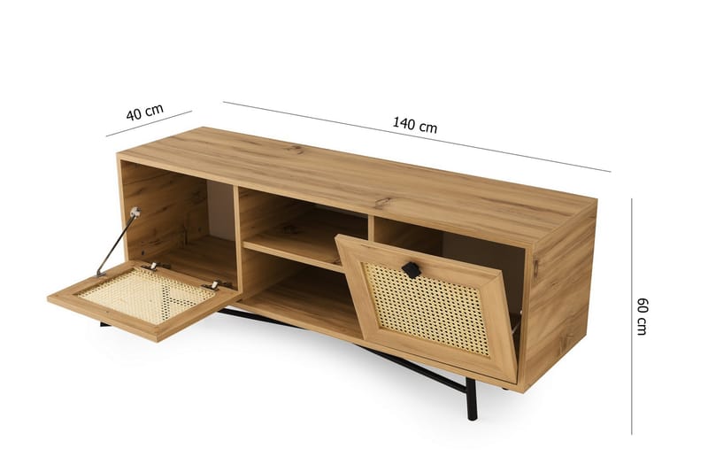 TV Stand 140 cm Eik/Svart - Natur/Svart - Møbler - Mediamøbel & tv møbel - TV-benk & mediabenk