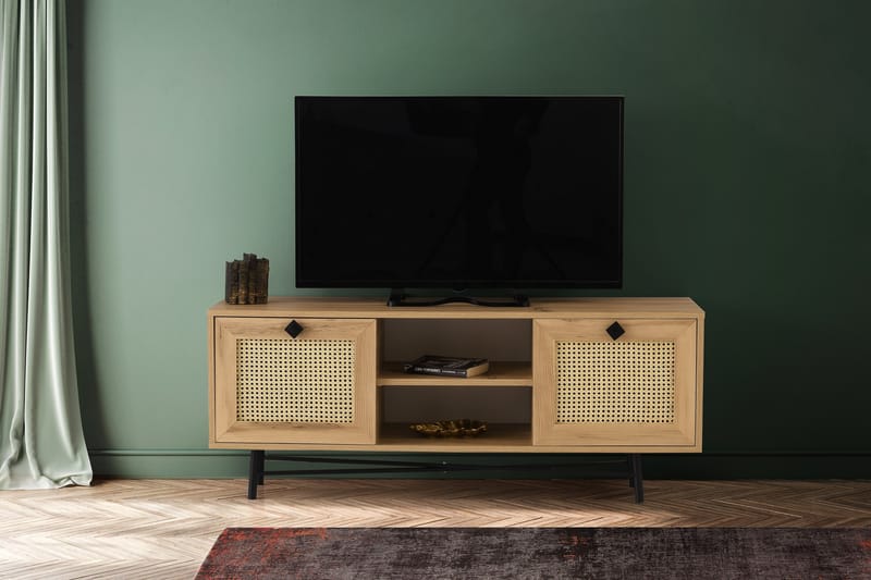 TV Stand 140 cm Eik/Svart - Natur/Svart - Møbler - Mediamøbel & tv møbel - TV-benk & mediabenk