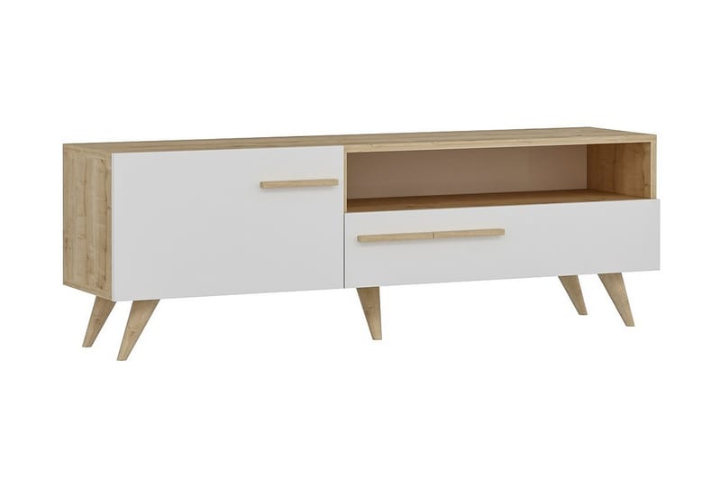 TV Stand 150 cm Eik/Hvit - Natur/Hvit - Møbler - Mediamøbel & tv møbel - TV-benk & mediabenk