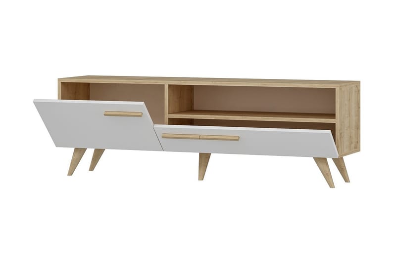 TV Stand 150 cm Eik/Hvit - Natur/Hvit - Møbler - Mediamøbel & tv møbel - TV-benk & mediabenk