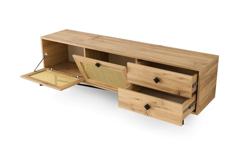 TV Stand 180 cm Eik/Svart - Natur/Svart - Møbler - Mediamøbel & tv møbel - TV-benk & mediabenk