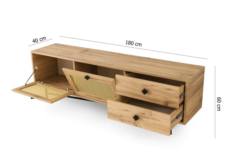 TV Stand 180 cm Eik/Svart - Natur/Svart - Møbler - Mediamøbel & tv møbel - TV-benk & mediabenk