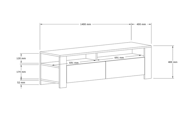 Tylar TV-benk 140 cm - Natur - Møbler - Mediamøbel & tv møbel - TV-benk & mediabenk