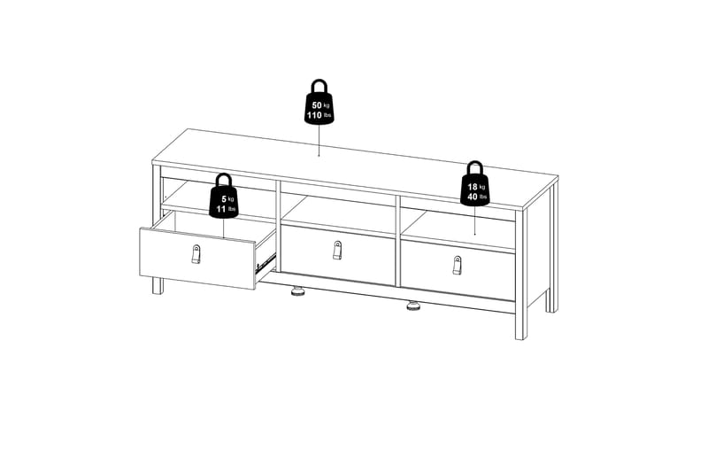 Vallvidera Tv-benk 151 cm - Hvit/Natur - Møbler - Mediamøbel & tv møbel - TV-benk & mediabenk