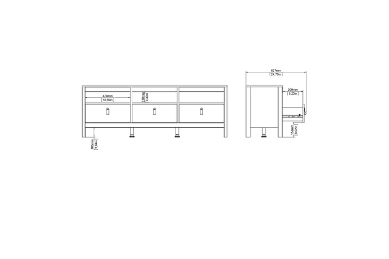 Vallvidera Tv-benk 151 cm - Hvit/Natur - Møbler - Mediamøbel & tv møbel - TV-benk & mediabenk