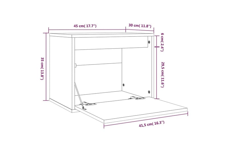 Veggskap grå 45x30x35 cm heltre furu - Grå - Møbler - Mediamøbel & tv møbel - TV-benk & mediabenk