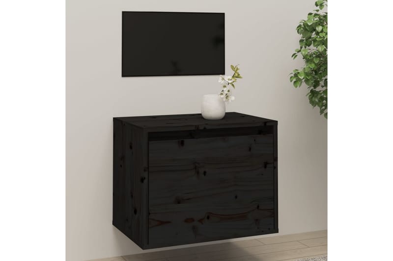 Veggskap svart 45x30x35 cm heltre furu - Svart - Møbler - Mediamøbel & tv møbel - TV-benk & mediabenk