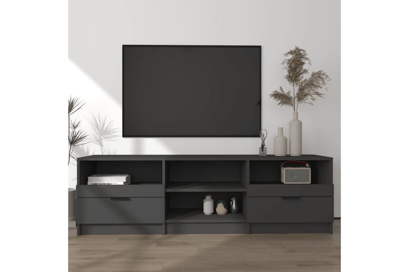 TV-benk svart 150x33,5x45 cm konstruert tre - Svart - Møbler - Mediamøbel & tv møbel - TV-benk & mediabenk