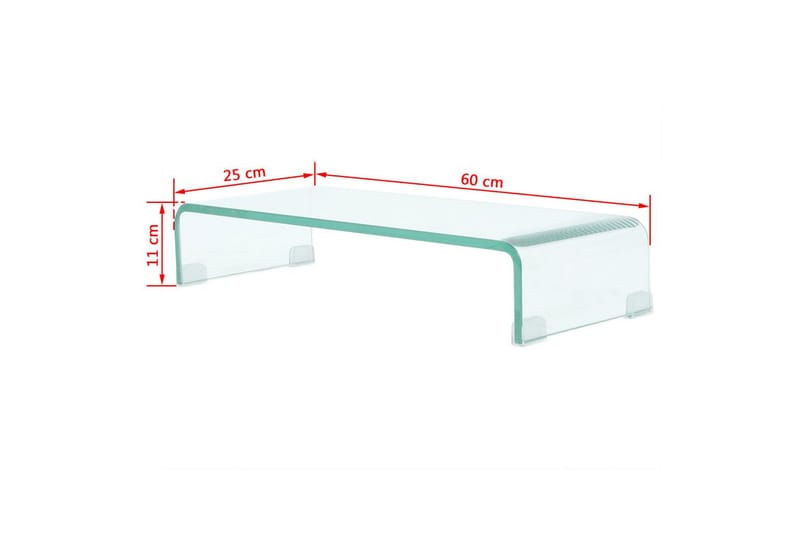 TV-benk glass klar 60x25x11 cm - Transparent - TV-hylle