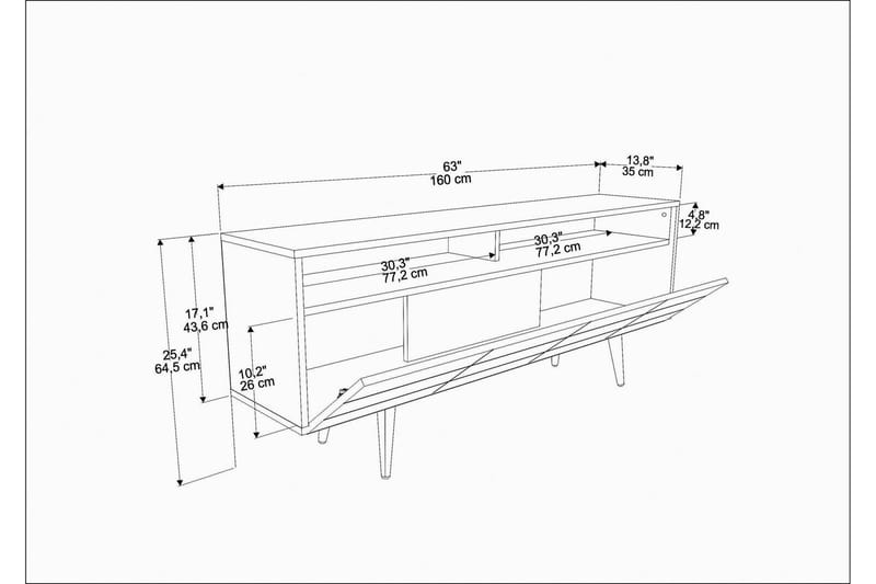 Andifli Tv-møbelsett 160x64,5 cm - Blå - Møbler - Mediamøbel & tv møbel - TV-møbelsett