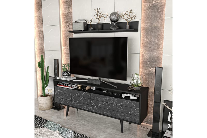 Andifli Tv-møbelsett 160x64,5 cm - Svart - Møbler - Mediamøbel & tv møbel - TV-møbelsett