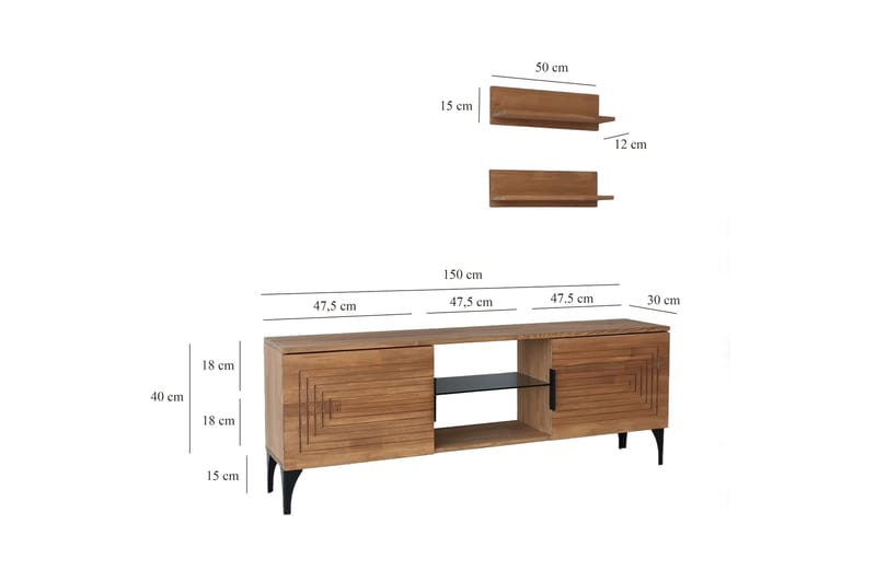 Andifli Tv-møbelsett 50x15 cm - Brun - Møbler - Mediamøbel & tv møbel - TV-møbelsett