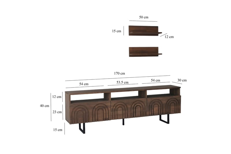 Andifli Tv-møbelsett 50x15 cm - Brun - Møbler - Mediamøbel & tv møbel - TV-møbelsett