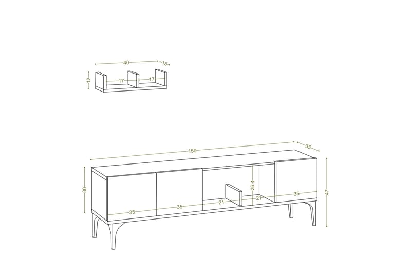 Desgrar Tv-möbelset 150x47 cm - Hvit - Møbler - Mediamøbel & tv møbel - TV-møbelsett