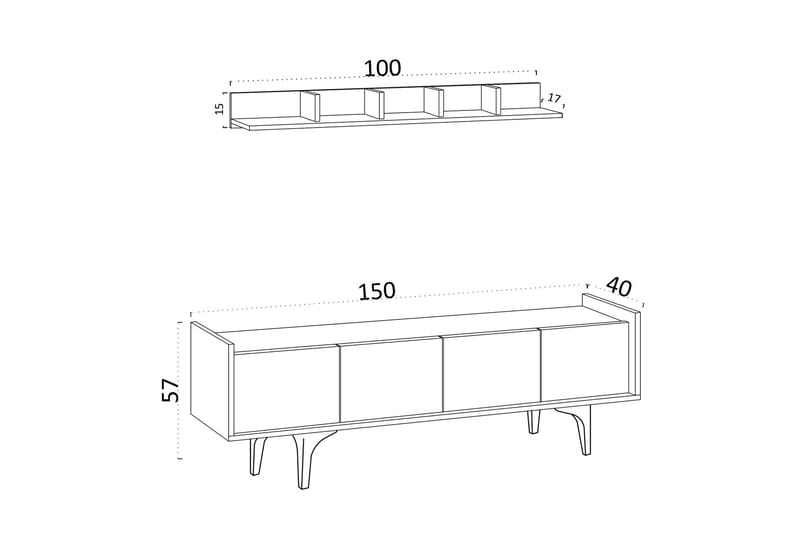 Desgrar Tv-möbelset 150x57 cm - Blå - Møbler - Mediamøbel & tv møbel - TV-møbelsett