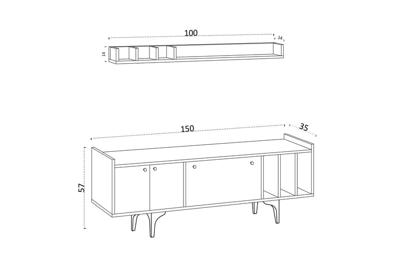 Desgrar Tv-möbelset 150x57 cm - Hvit - Møbler - Mediamøbel & tv møbel - TV-møbelsett