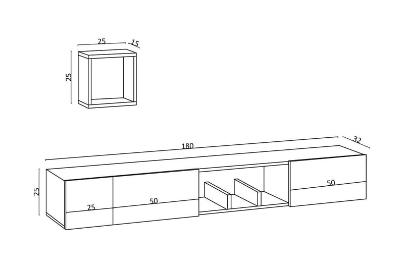 Desgrar Tv-möbelset 180x25 cm - Blå - Møbler - Mediamøbel & tv møbel - TV-møbelsett