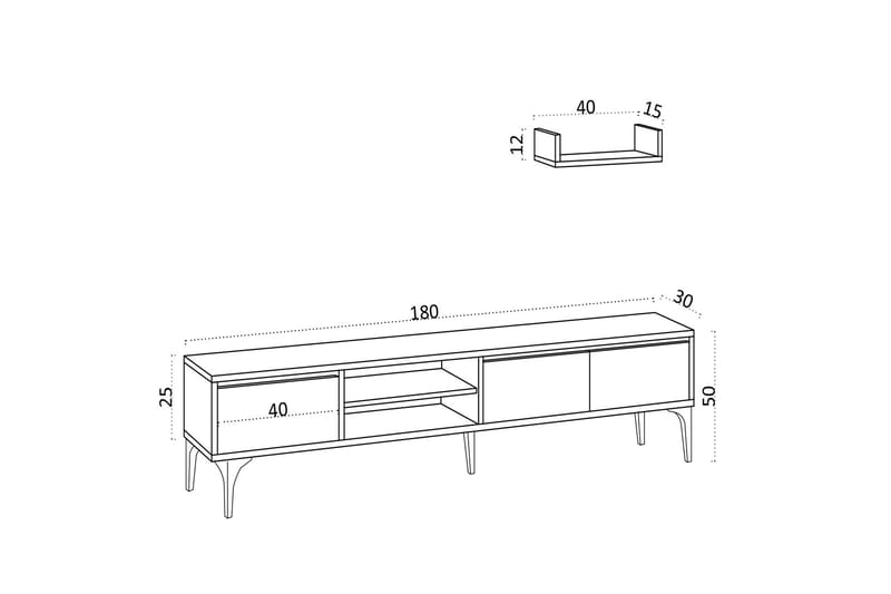 Desgrar Tv-möbelset 180x50 cm - Hvit - Møbler - Mediamøbel & tv møbel - TV-møbelsett