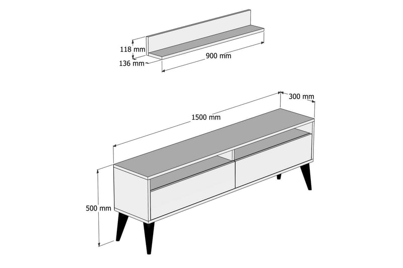 Hoptrup TV-møbelsett 150 cm - Eik - Møbler - Mediamøbel & tv møbel - TV-møbelsett