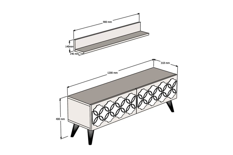 Hovdane TV-Benk 120 cm - Hvit - Møbler - Mediamøbel & tv møbel - TV-møbelsett