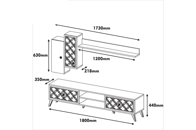 Hovdane TV-Benk 180 cm - Brun/Hvit - Møbler - Mediamøbel & tv møbel - TV-møbelsett