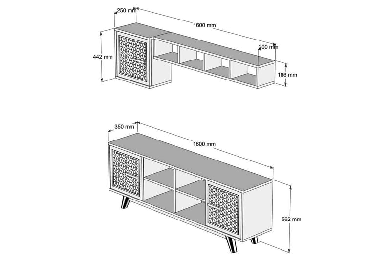 Hovdane TV-møbelsett 160 cm - Brun/Hvit - Møbler - Mediamøbel & tv møbel - TV-møbelsett