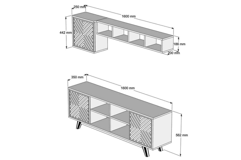 Hovdane TV-møbelsett 160 cm - Hvit/Brun - Møbler - Mediamøbel & tv møbel - TV-møbelsett