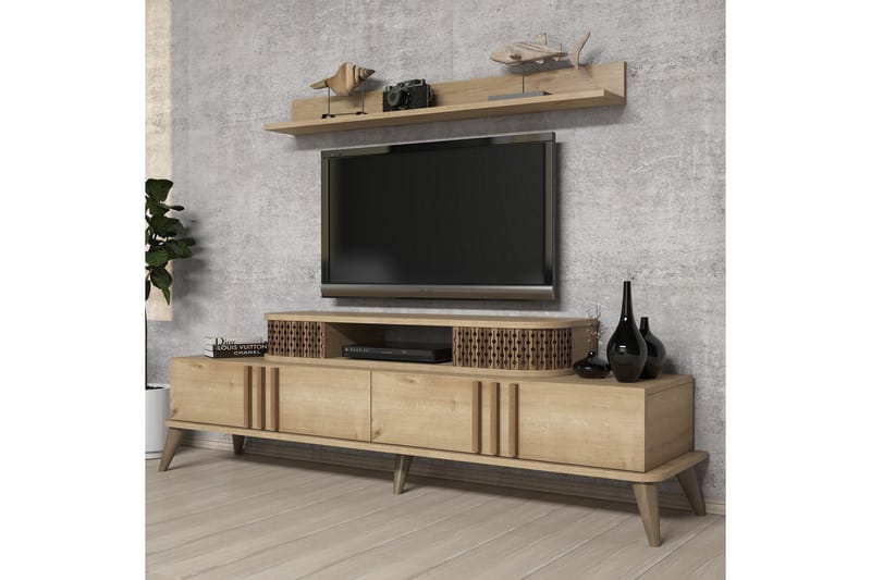 Hovdane TV-møbelsett 168 cm - Beige - Møbler - Mediamøbel & tv møbel - TV-møbelsett