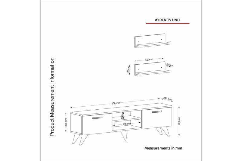 Mohed TV-møbelsett 150 cm - Brun/Hvit - Møbler - Mediamøbel & tv møbel - TV-møbelsett