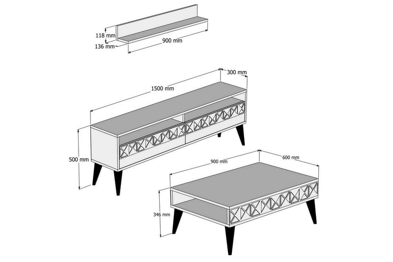 Muennink Møbelsett Stue 150 cm - Eik - Møbler - Mediamøbel & tv møbel - TV-møbelsett