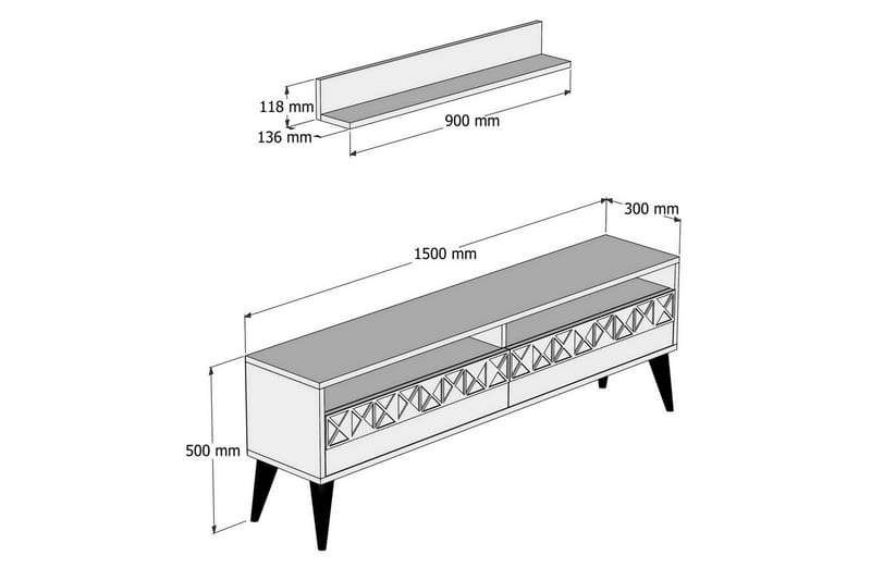 Muennink TV-møbelsett 150 cm - Brun/Eik - Møbler - Mediamøbel & tv møbel - TV-møbelsett