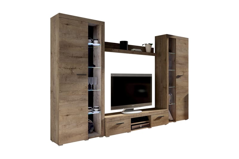 Rumba TV-møbelsett 300x34x190 cm - Beige / Brun - Møbler - Mediamøbel & tv møbel - TV-møbelsett