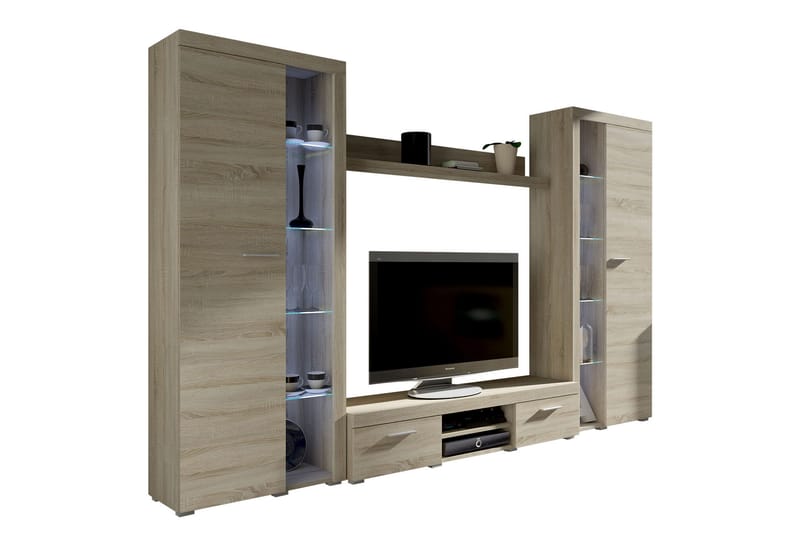 Rumba TV-møbelsett 300x34x190 cm - Beige / Grå /  Hvit - Møbler - Mediamøbel & tv møbel - TV-møbelsett