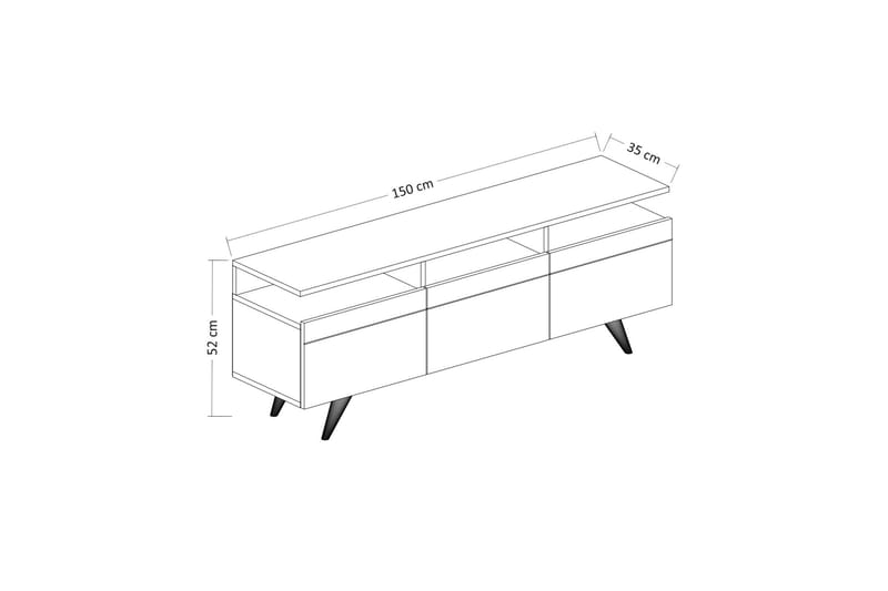 TV-møbelsett 35x150 cm 3 Skap - Hvit - Møbler - Mediamøbel & tv møbel - TV-møbelsett